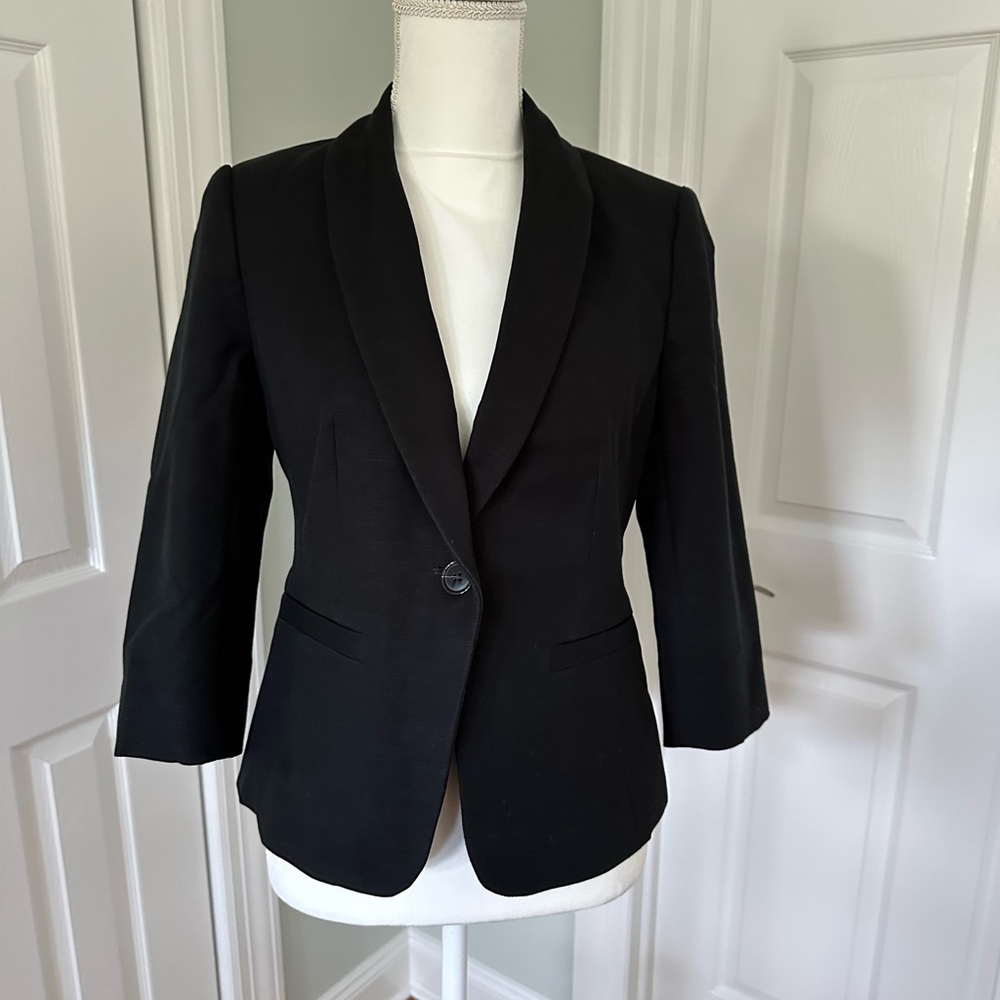 Ann Taylor Classic Black Blazer with 3/4 Length Sleeves - Size 4